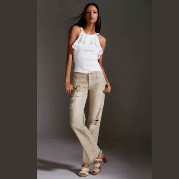 Anthropologie Pilcro Low-Rise Distressed Trousers - New 28 Waist - Picture 1 of 6